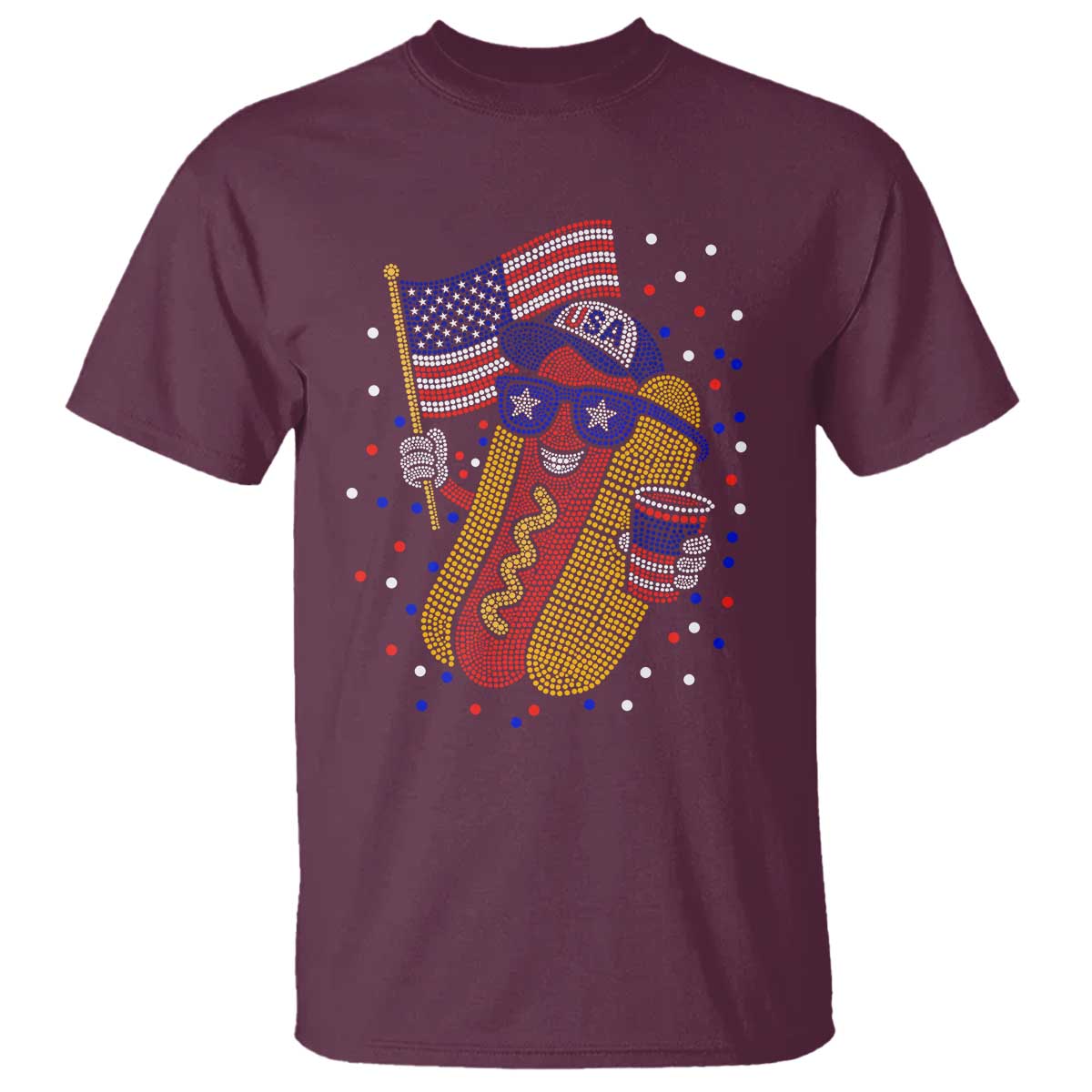 International Dot Day Hotdog T Shirt Red White Blue Polka Dots