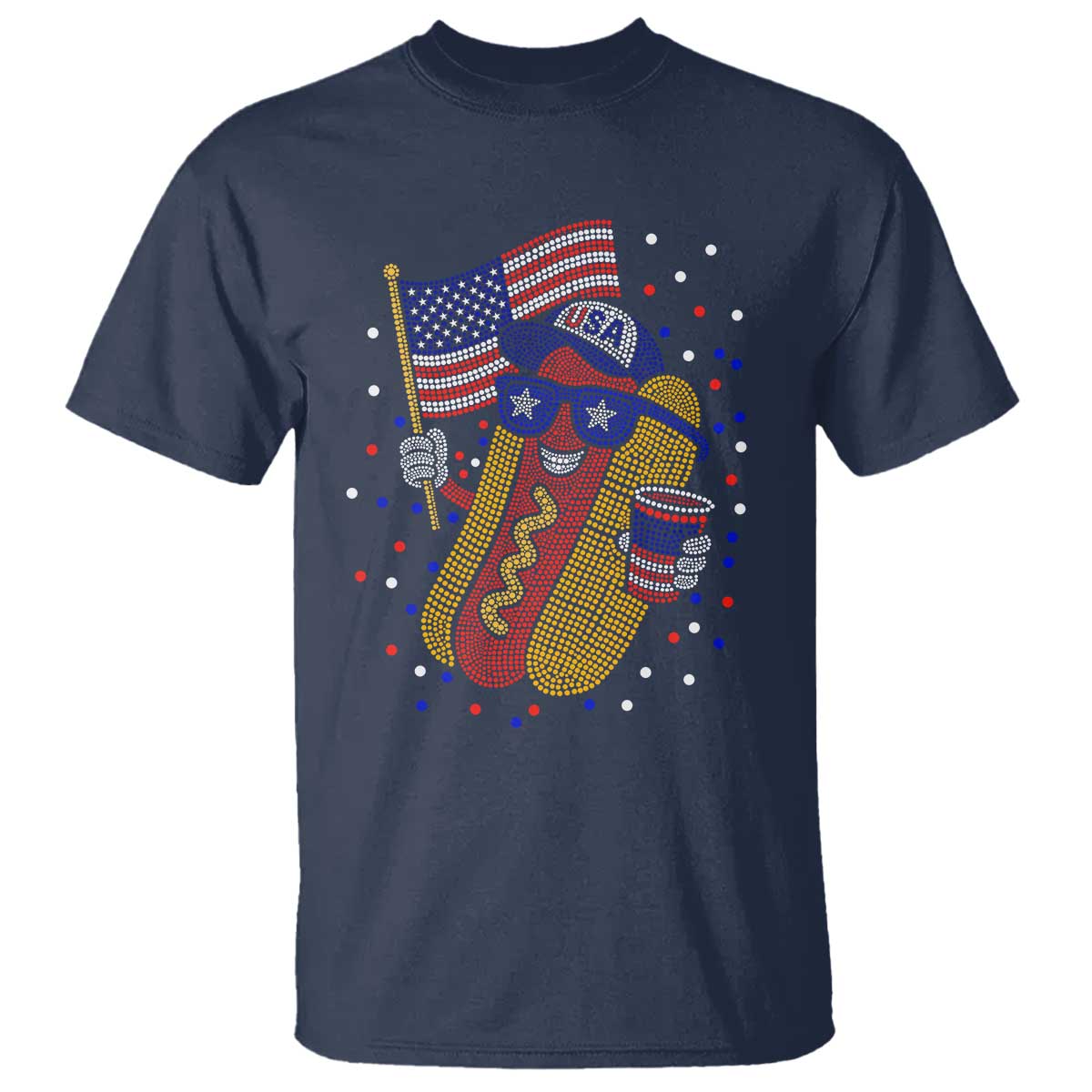 International Dot Day Hotdog T Shirt Red White Blue Polka Dots
