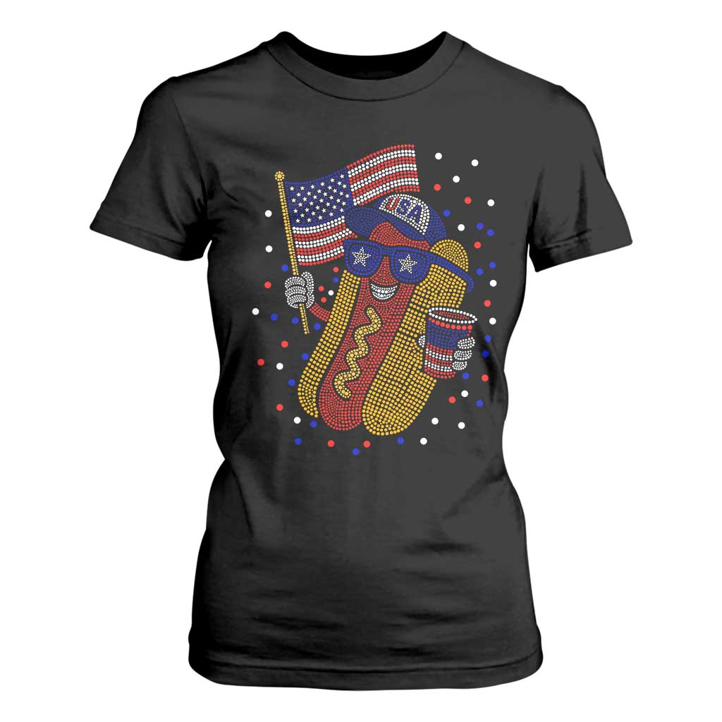 International Dot Day Hotdog T Shirt For Women Red White Blue Polka Dots