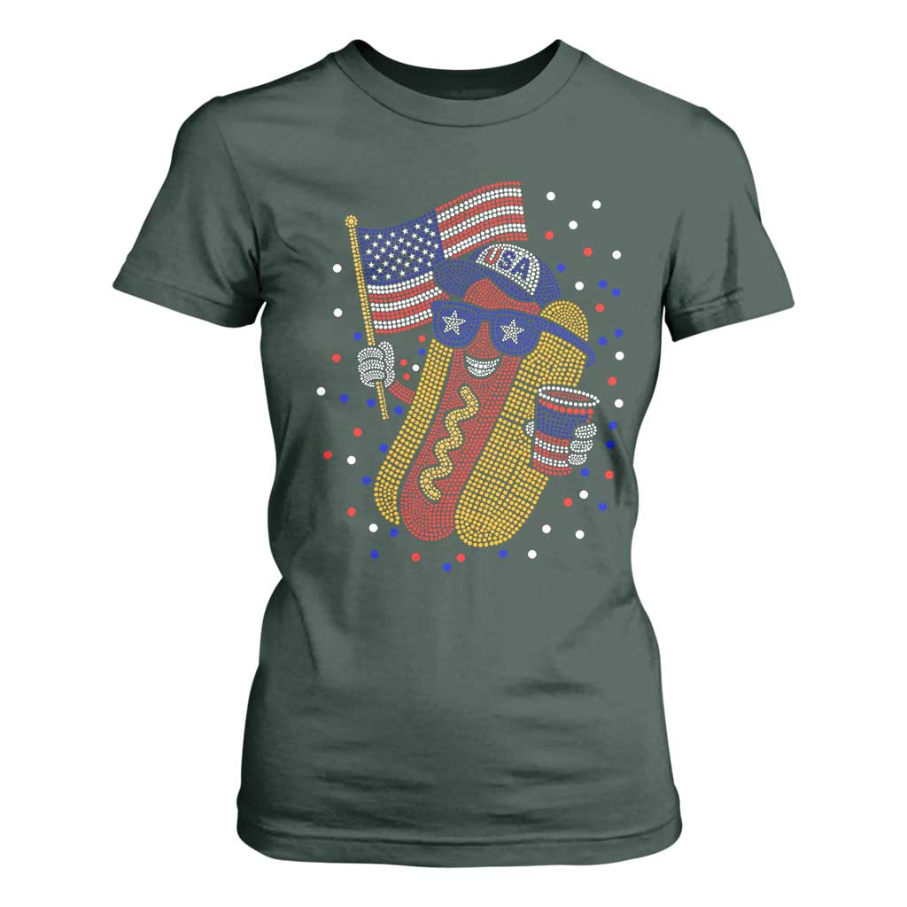 International Dot Day Hotdog T Shirt For Women Red White Blue Polka Dots