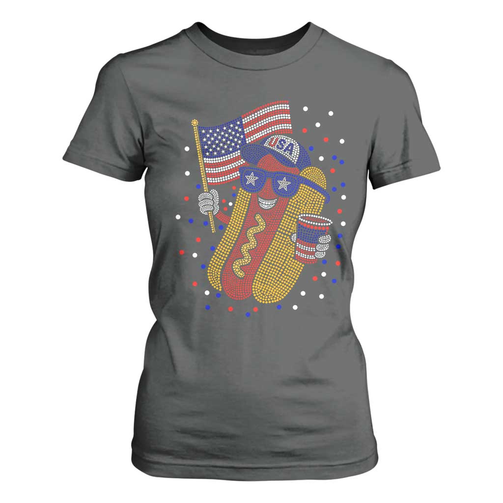 International Dot Day Hotdog T Shirt For Women Red White Blue Polka Dots
