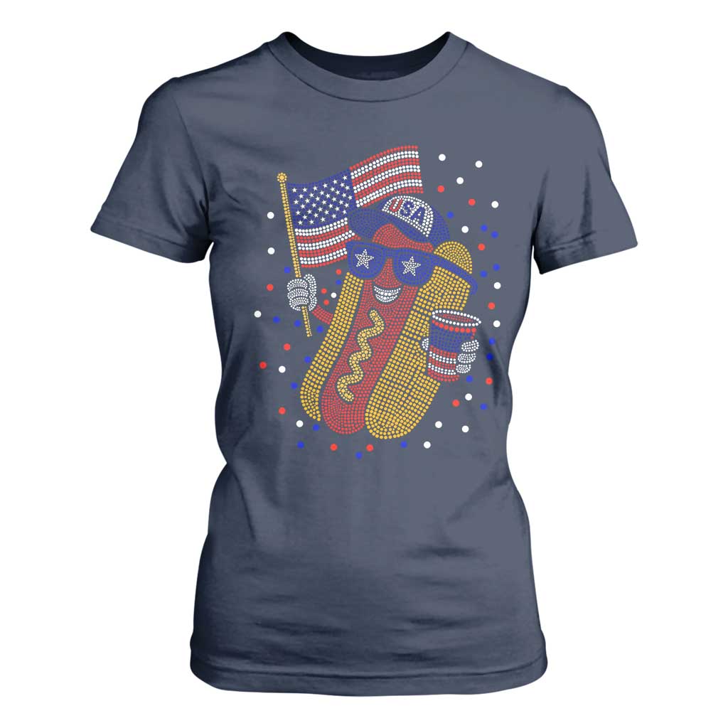 International Dot Day Hotdog T Shirt For Women Red White Blue Polka Dots