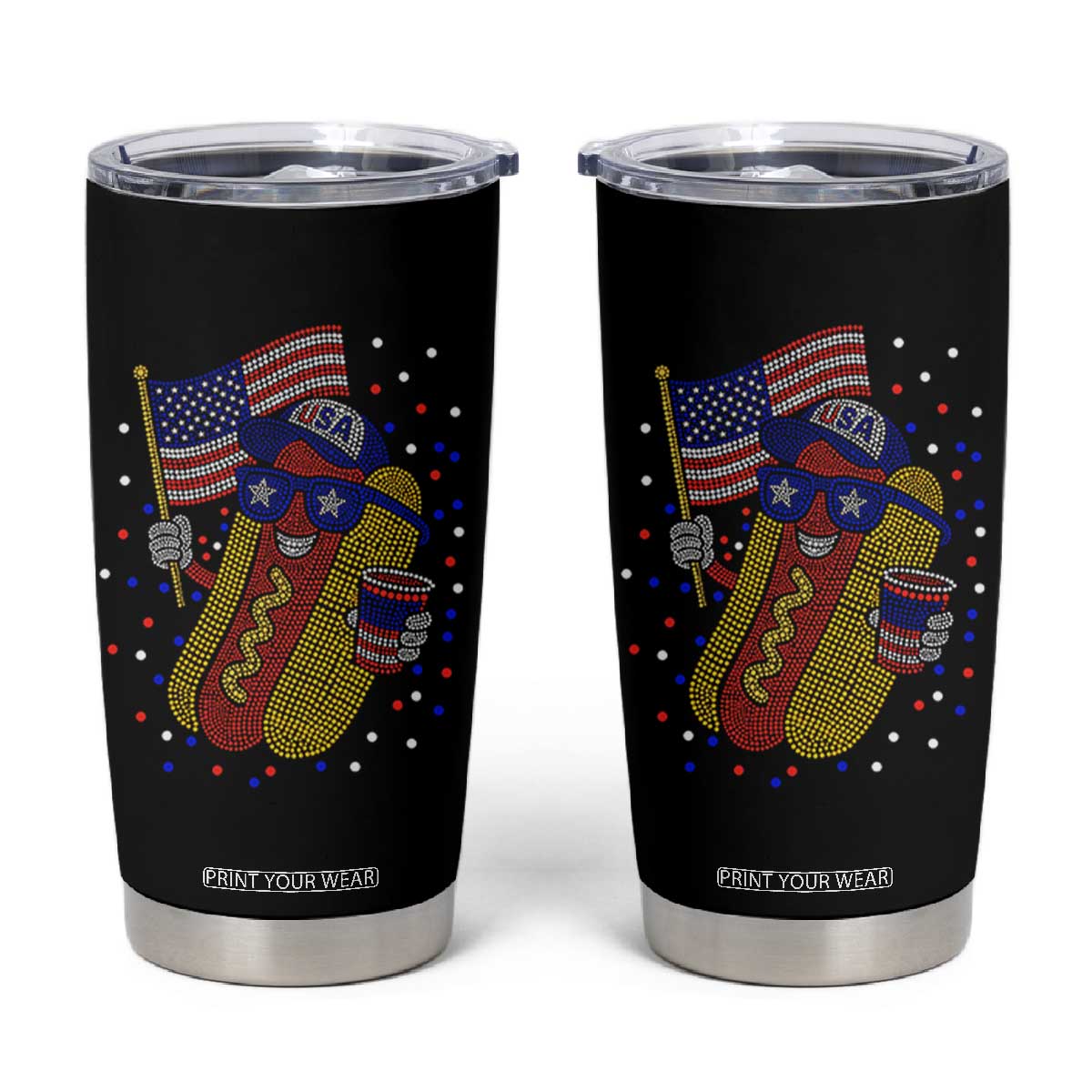 International Dot Day Hotdog Tumbler Cup Red White Blue Polka Dots