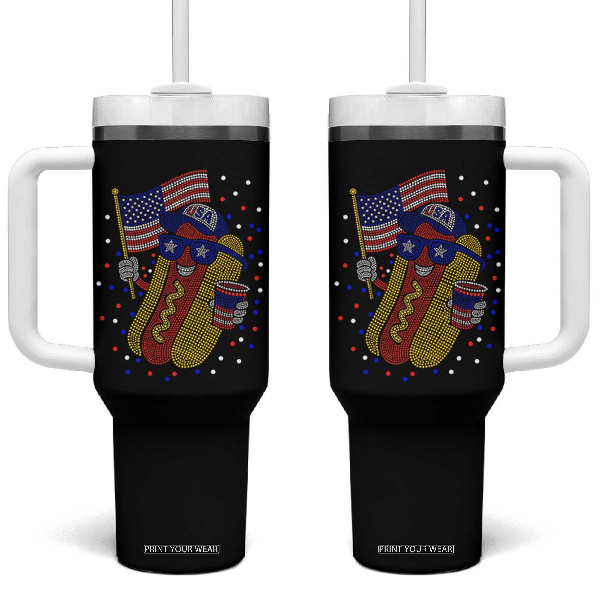 International Dot Day Hotdog Tumbler With Handle Red White Blue Polka Dots