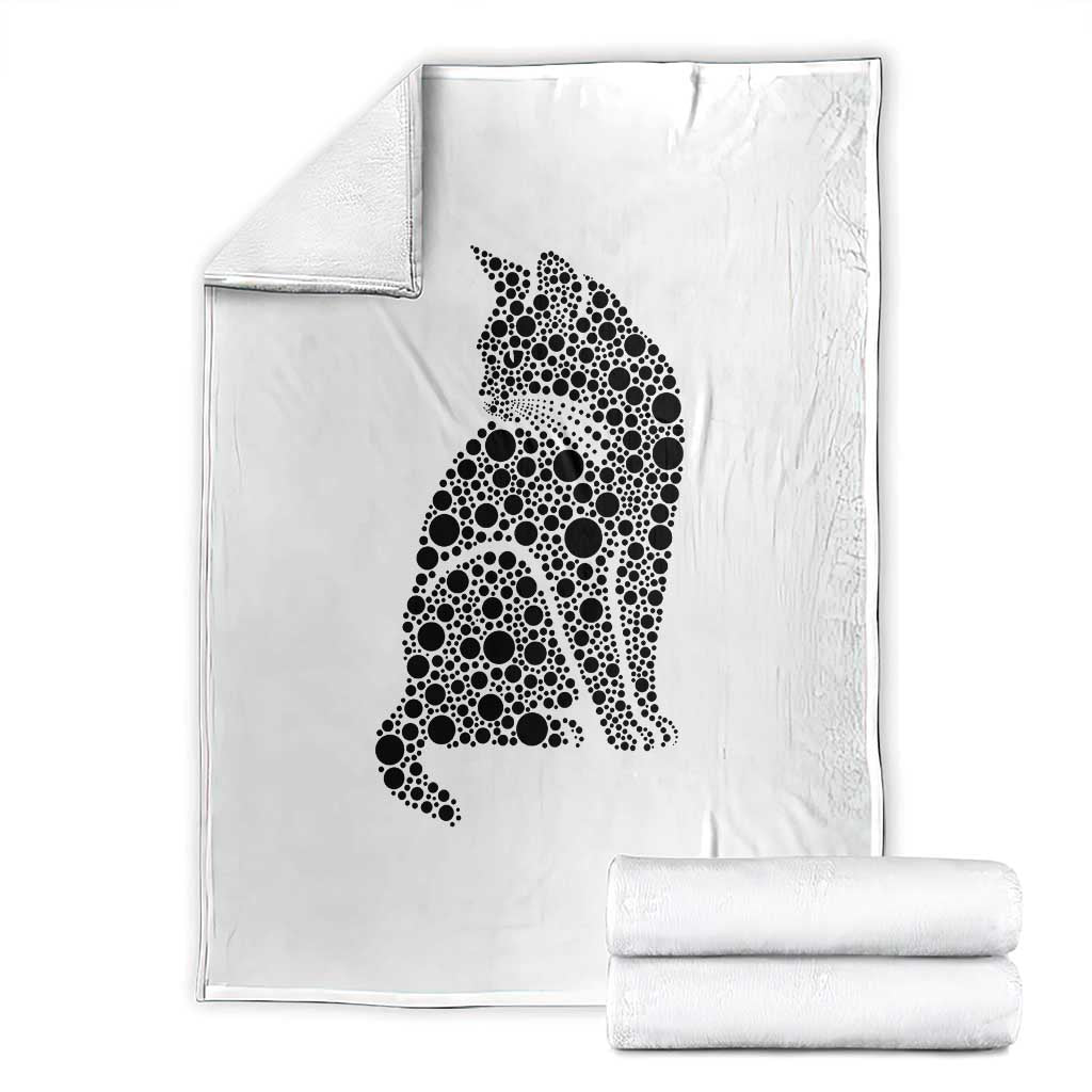 Polka Dot Black Cat Throw Blanket International Dot Day Gift TS12 White Print Your Wear