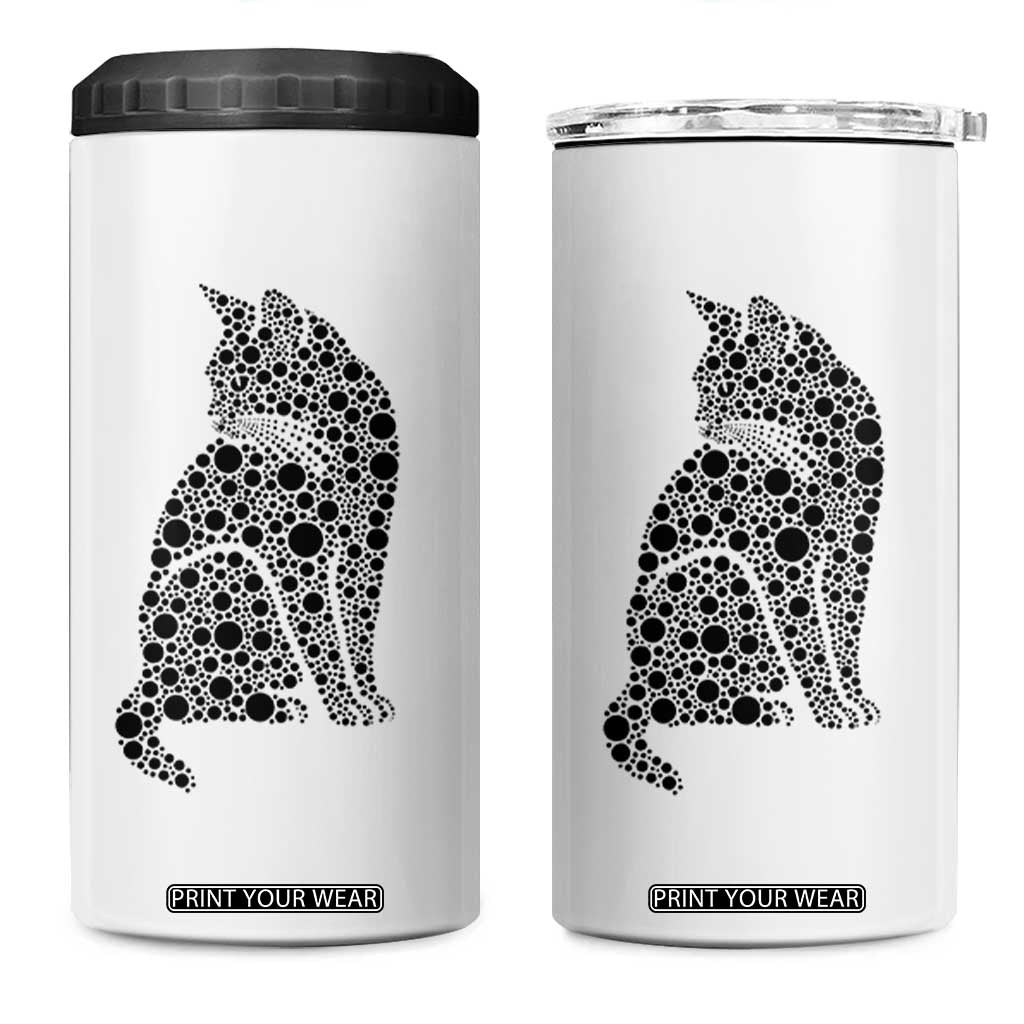 Polka Dot Black Cat 4 in 1 Can Cooler Tumbler International Dot Day Gift TS12 One Size: 16 oz White Print Your Wear