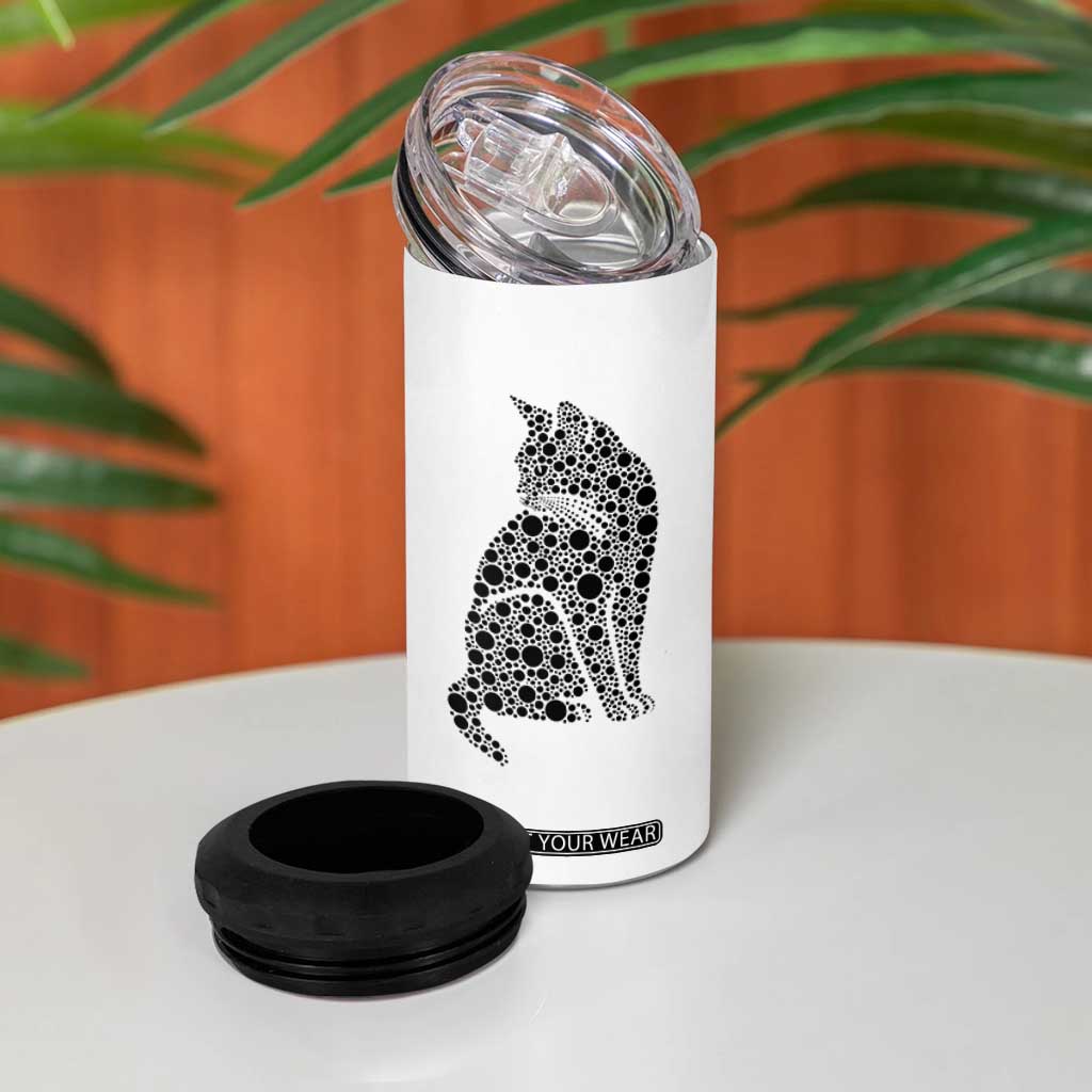 Polka Dot Black Cat 4 in 1 Can Cooler Tumbler International Dot Day Gift