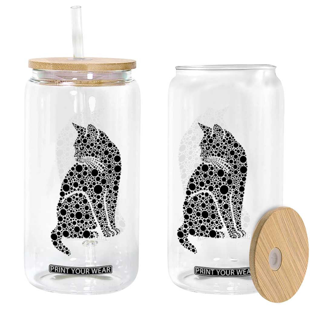 Polka Dot Black Cat Glass Can International Dot Day Gift
