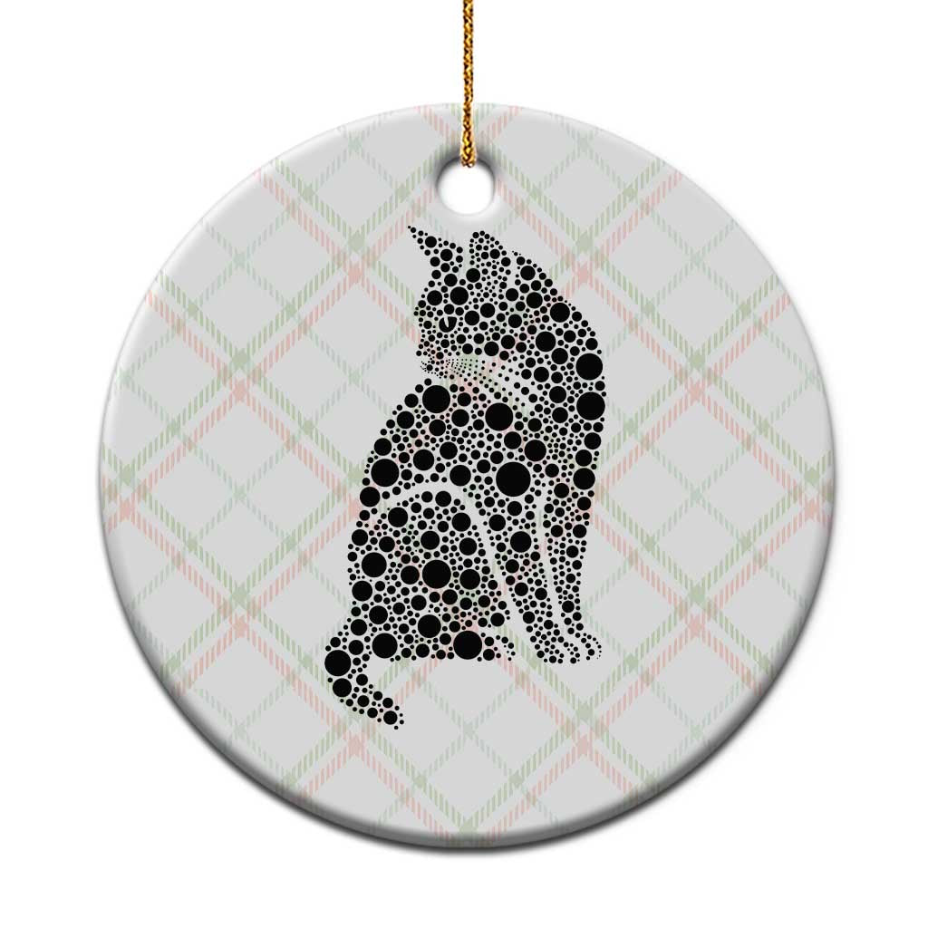 Polka Dot Black Cat Ceramic Ornament International Dot Day Gift