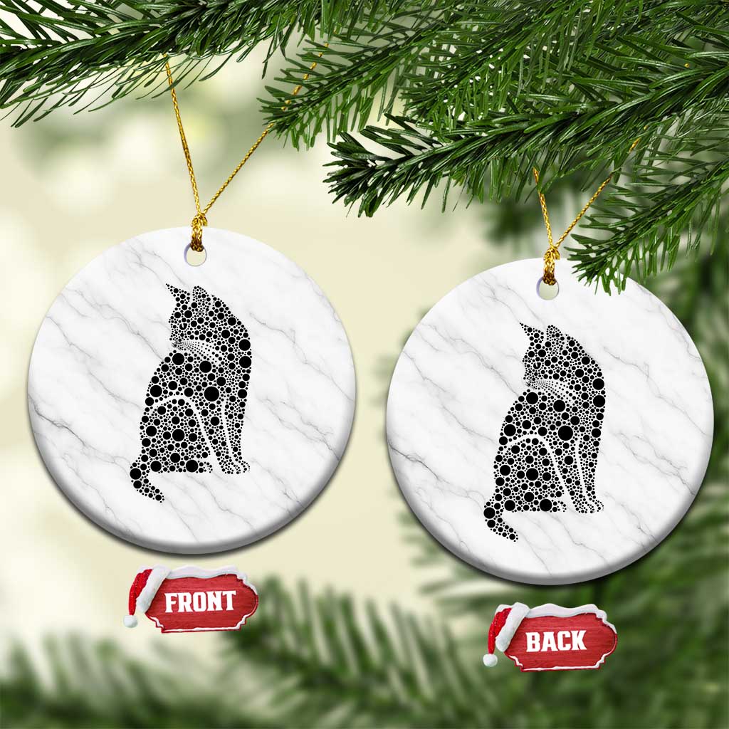 Polka Dot Black Cat Ceramic Ornament International Dot Day Gift TS12 1pc White Marble Print Your Wear