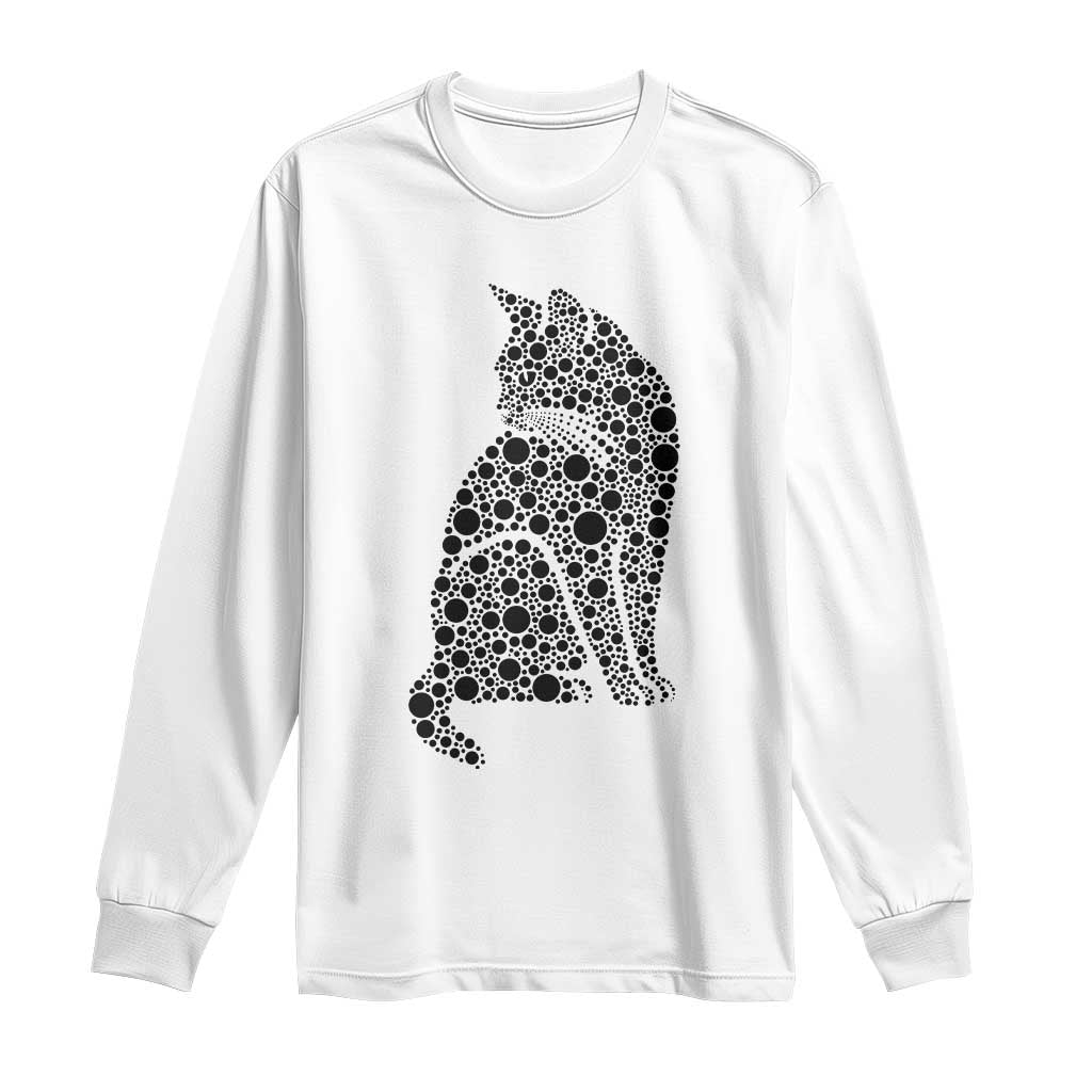 Polka Dot Black Cat Long Sleeve Shirt International Dot Day Gift TS12 White Print Your Wear