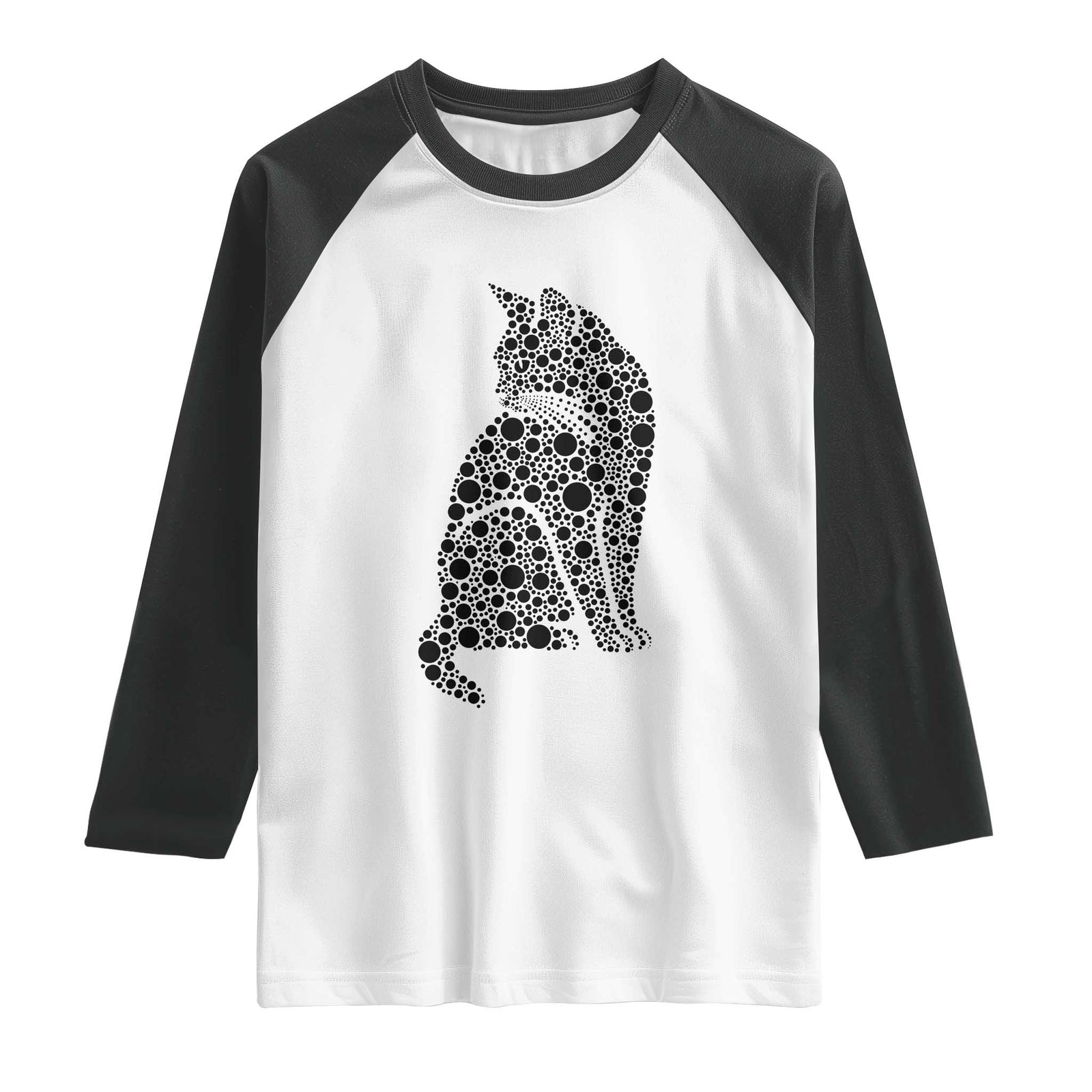 Polka Dot Black Cat Raglan Shirt International Dot Day Gift TS12 White Black Print Your Wear