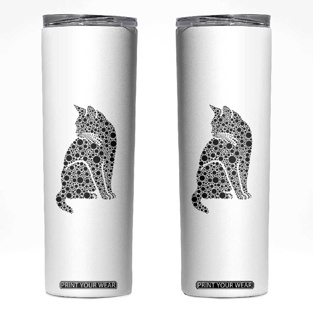 Polka Dot Black Cat Skinny Tumbler International Dot Day Gift TS12 White Print Your Wear