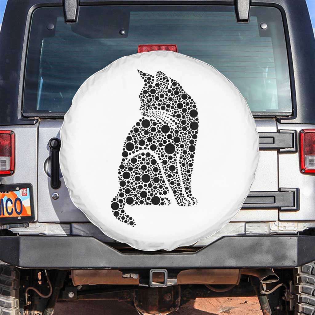 Polka Dot Black Cat Spare Tire Cover International Dot Day Gift