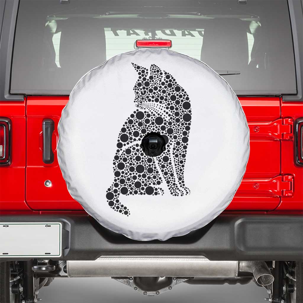 Polka Dot Black Cat Spare Tire Cover International Dot Day Gift