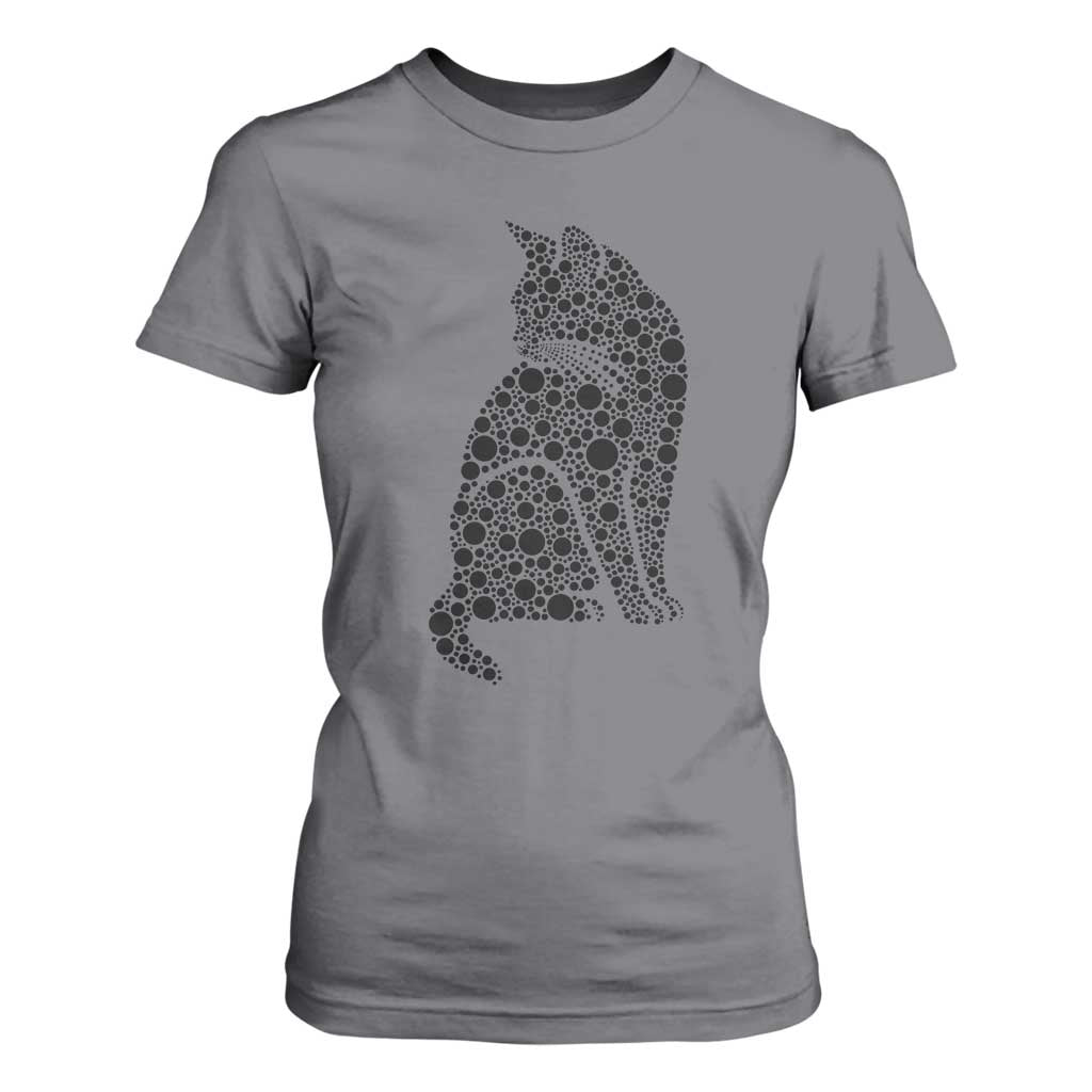 Polka Dot Black Cat T Shirt For Women International Dot Day Gift