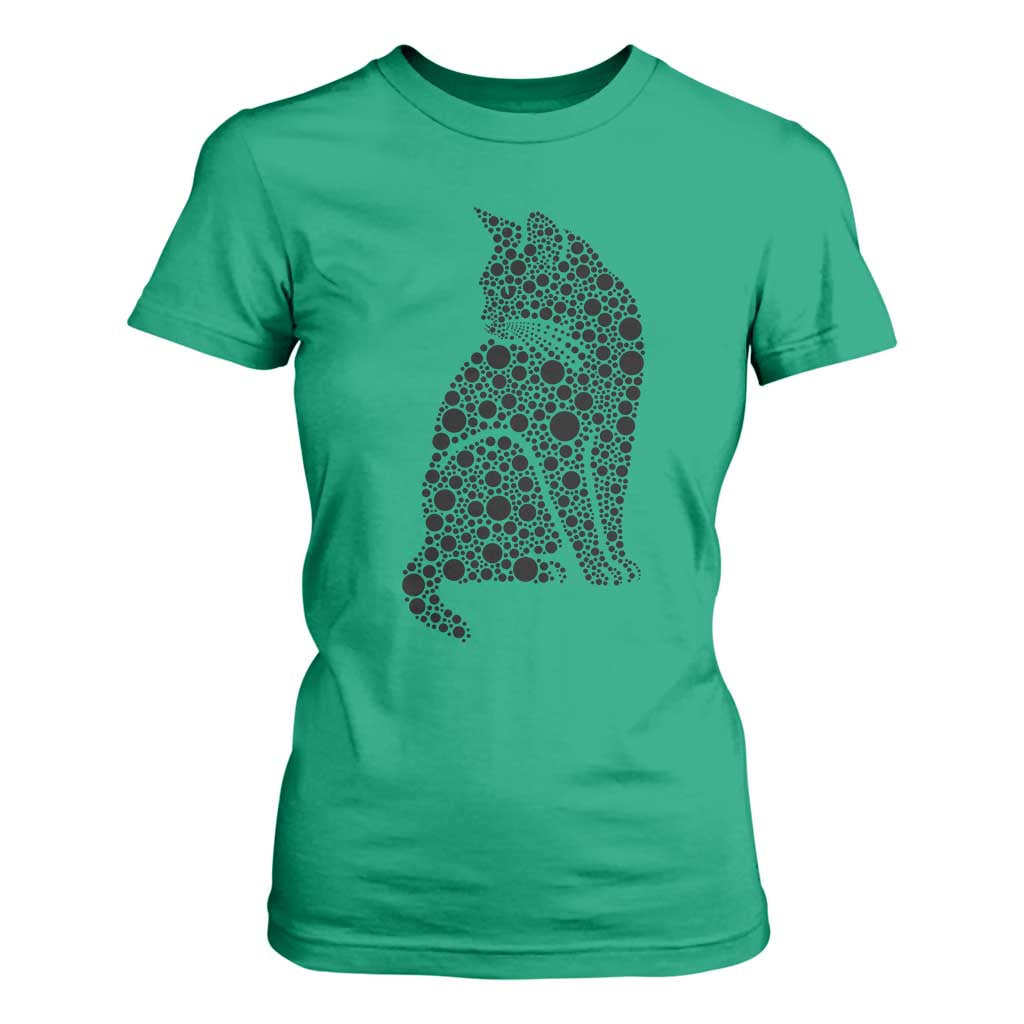 Polka Dot Black Cat T Shirt For Women International Dot Day Gift