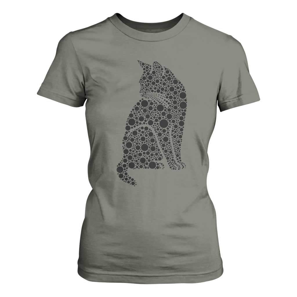 Polka Dot Black Cat T Shirt For Women International Dot Day Gift