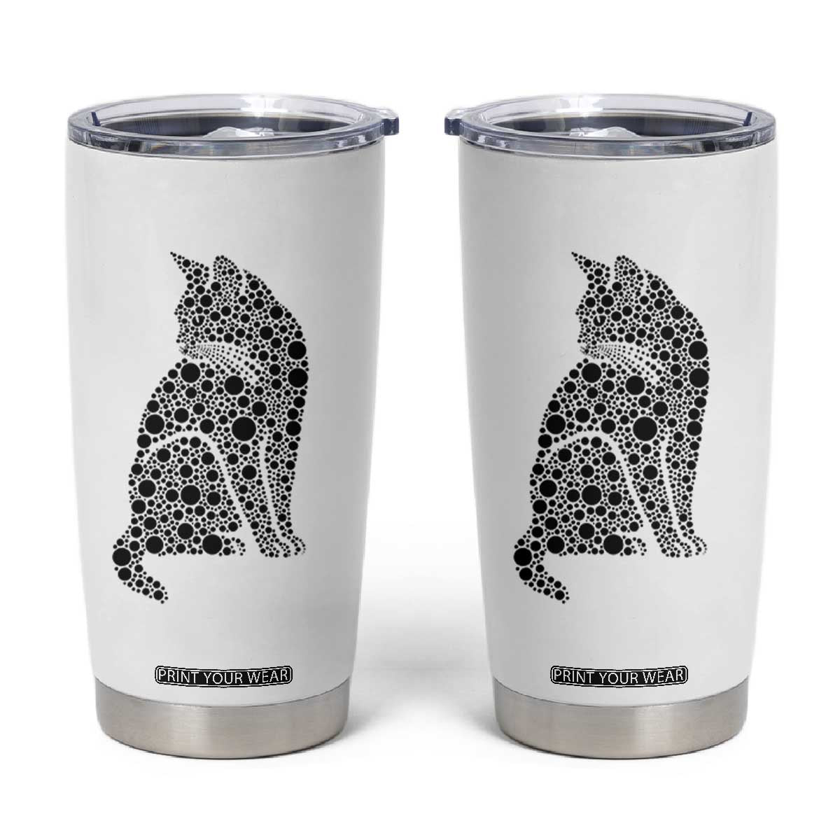 Polka Dot Black Cat Tumbler Cup International Dot Day Gift TS12 White Print Your Wear