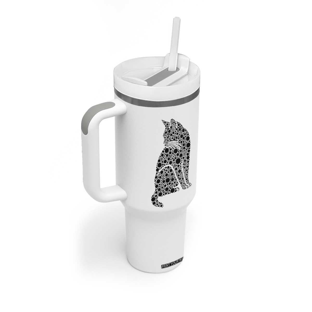 Polka Dot Black Cat Tumbler With Handle International Dot Day Gift