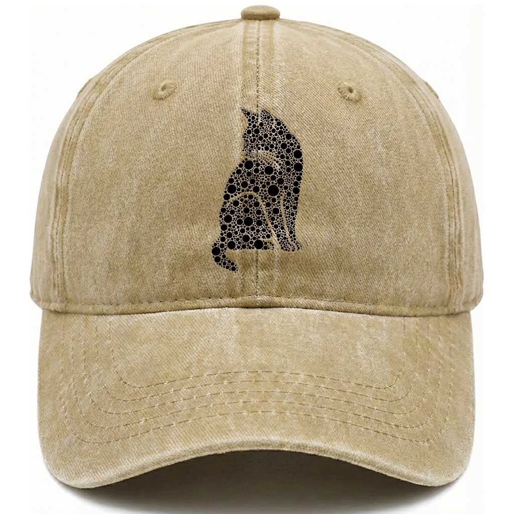Polka Dot Black Cat Washed Cotton Baseball Cap International Dot Day Gift TS12 Print Your Wear