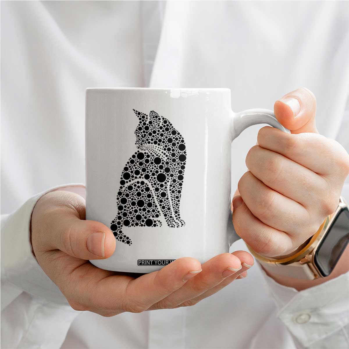 Polka Dot Black Cat Coffee Mug International Dot Day Gift