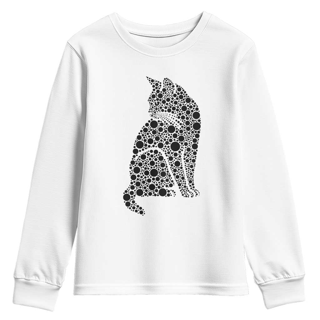 Polka Dot Black Cat Youth Sweatshirt International Dot Day Gift TS12 White Print Your Wear