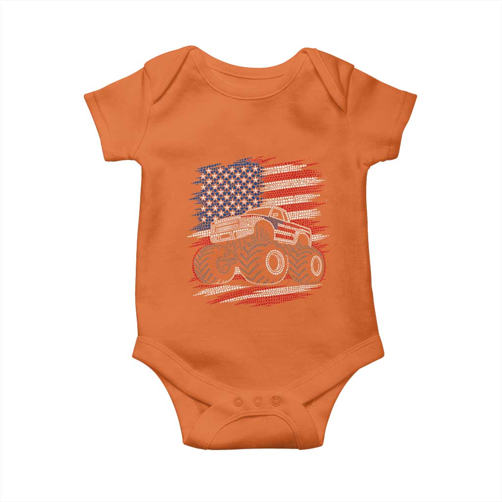 Patriotic Monster Truck Polka Dot Baby Onesie Dot Day Gift