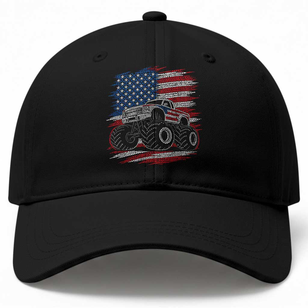 Patriotic Monster Truck Polka Dot Baseball Cap Dot Day Gift TS12 Print Your Wear
