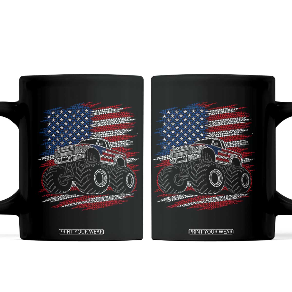 Patriotic Monster Truck Polka Dot Coffee Mug Dot Day Gift