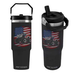 Patriotic Monster Truck Polka Dot Flip Straw Tumbler Dot Day Gift