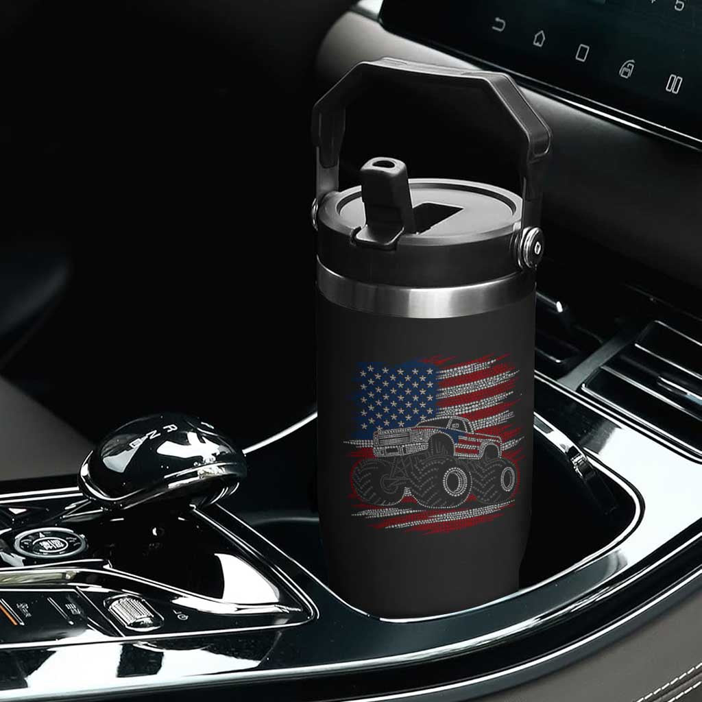 Patriotic Monster Truck Polka Dot Flip Straw Tumbler Dot Day Gift