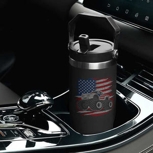 Patriotic Monster Truck Polka Dot Flip Straw Tumbler Dot Day Gift