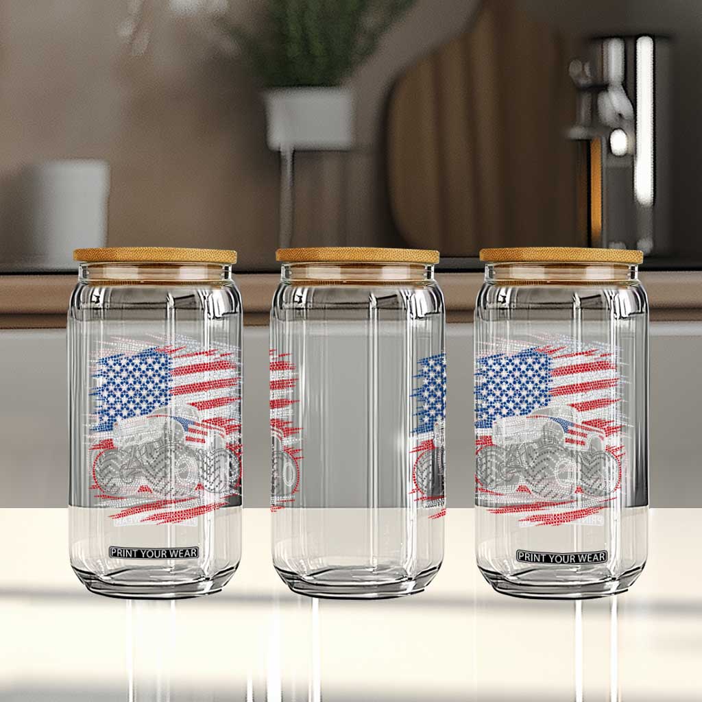 Patriotic Monster Truck Polka Dot Glass Can Dot Day Gift