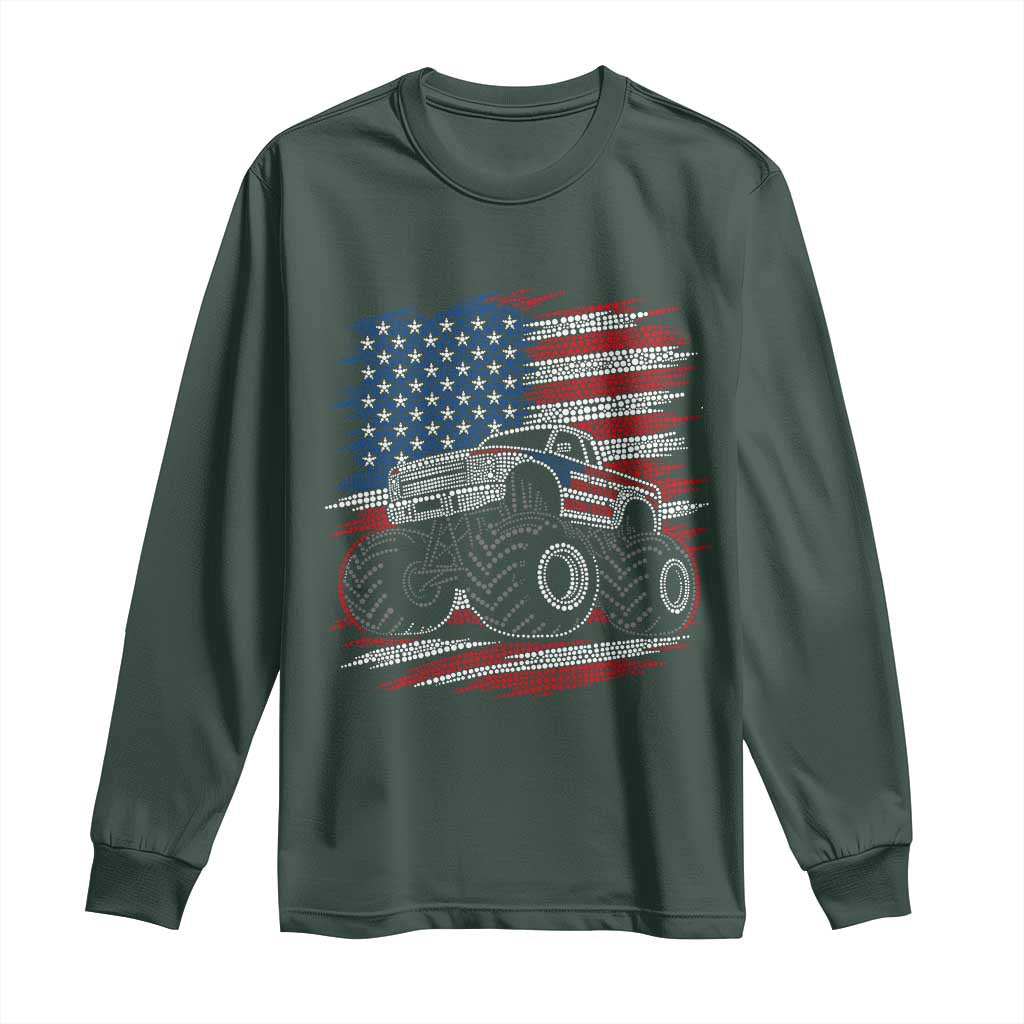 Patriotic Monster Truck Polka Dot Long Sleeve Shirt Dot Day Gift