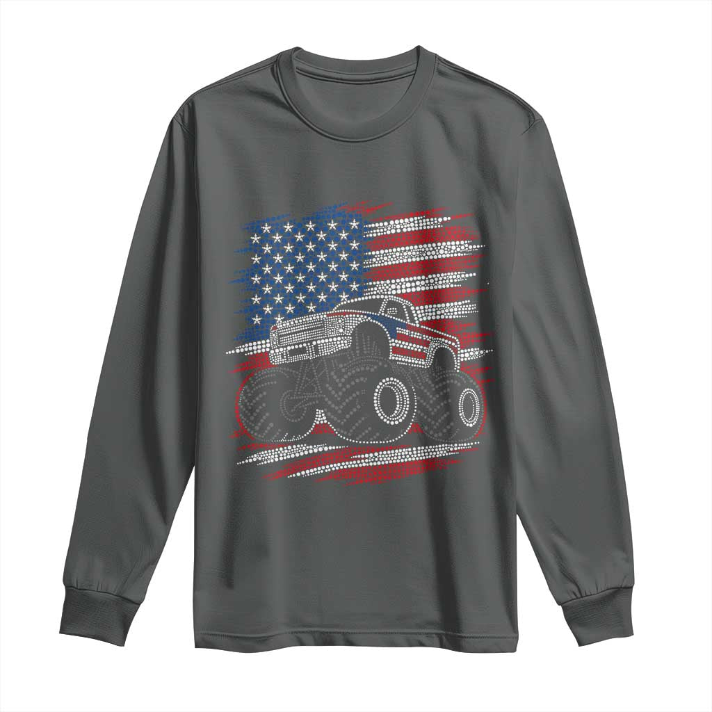Patriotic Monster Truck Polka Dot Long Sleeve Shirt Dot Day Gift