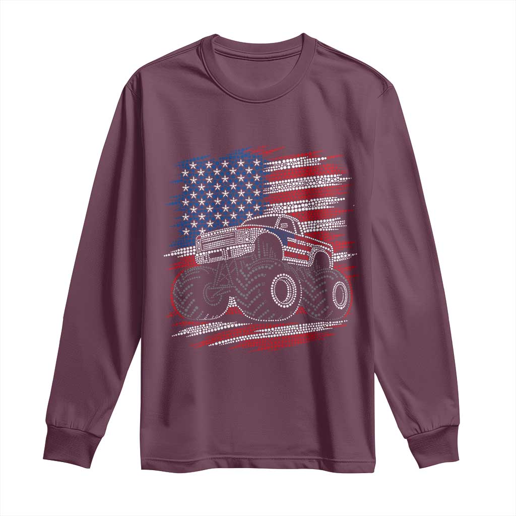 Patriotic Monster Truck Polka Dot Long Sleeve Shirt Dot Day Gift
