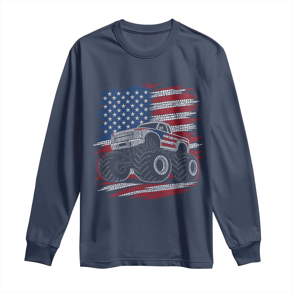 Patriotic Monster Truck Polka Dot Long Sleeve Shirt Dot Day Gift