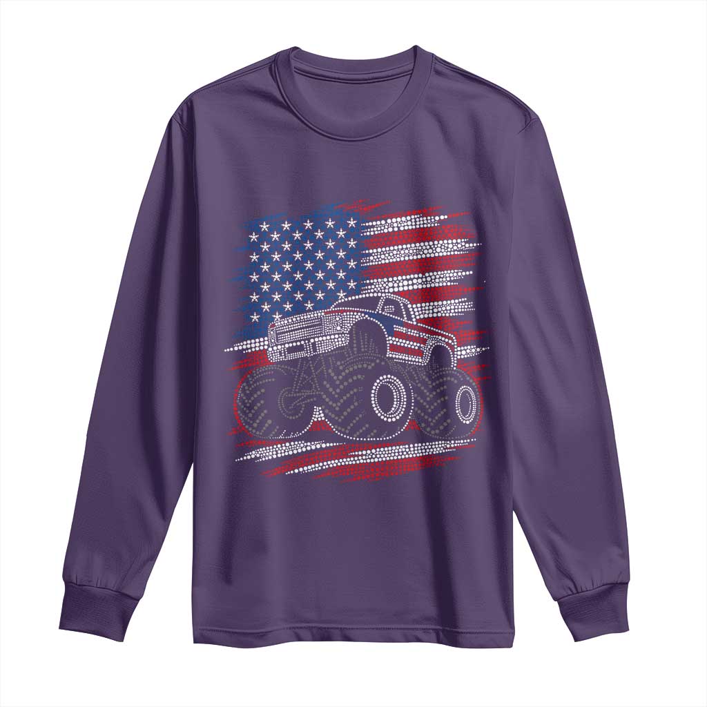Patriotic Monster Truck Polka Dot Long Sleeve Shirt Dot Day Gift