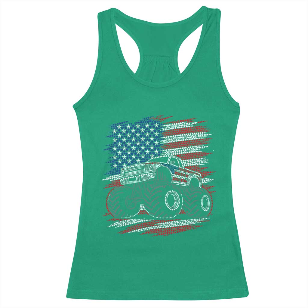 Patriotic Monster Truck Polka Dot Racerback Tank Top Dot Day Gift