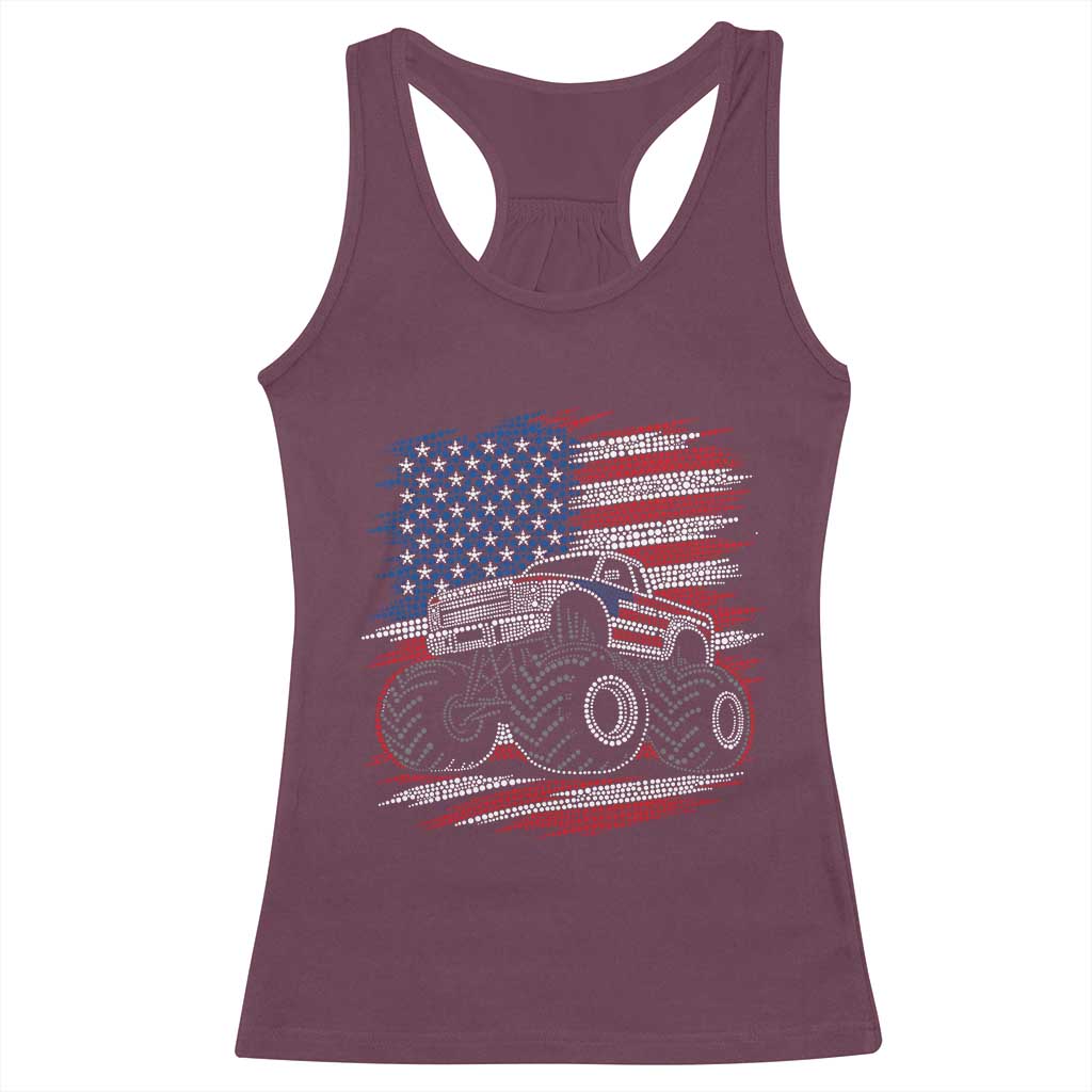 Patriotic Monster Truck Polka Dot Racerback Tank Top Dot Day Gift
