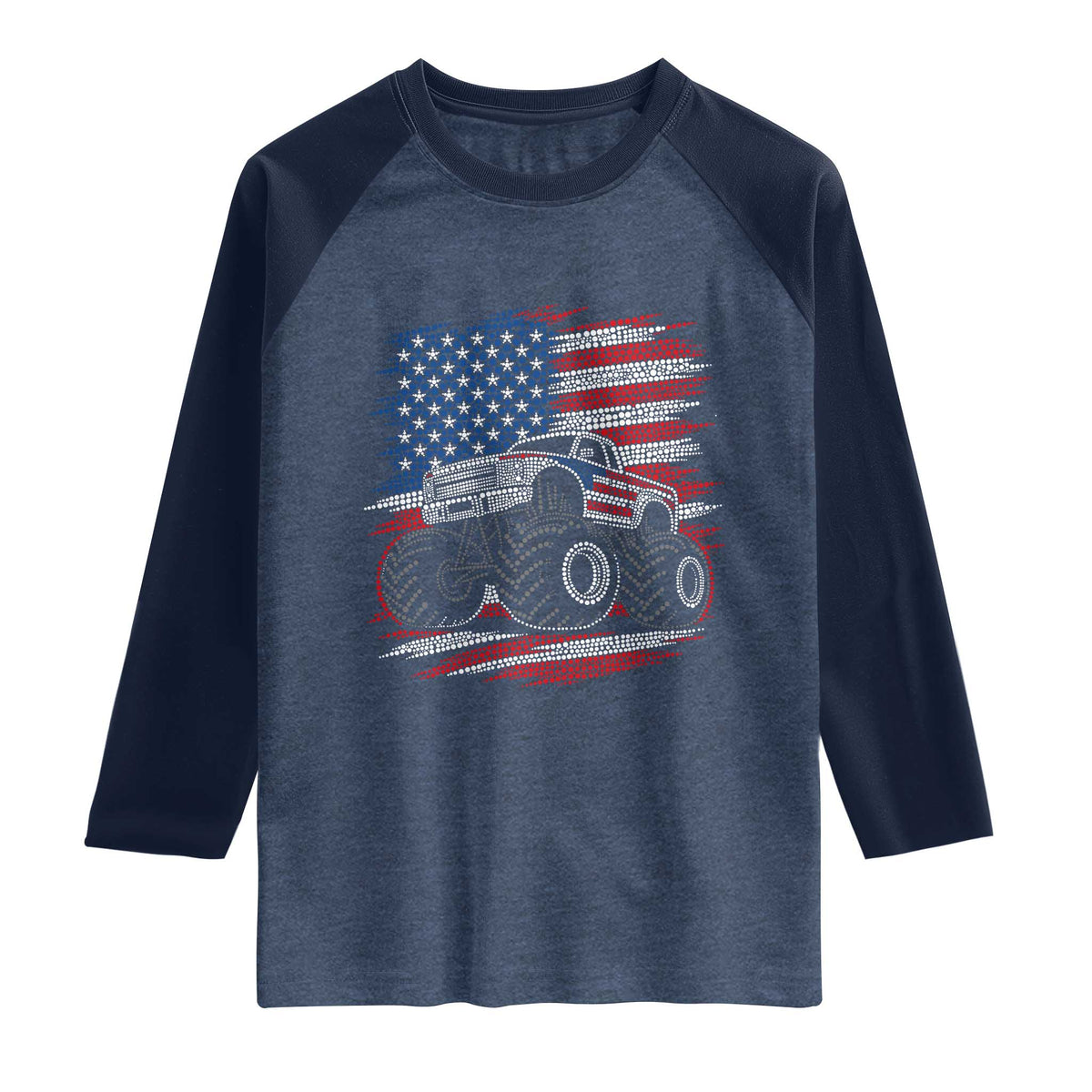 Patriotic Monster Truck Polka Dot Raglan Shirt Dot Day Gift