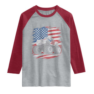 Patriotic Monster Truck Polka Dot Raglan Shirt Dot Day Gift