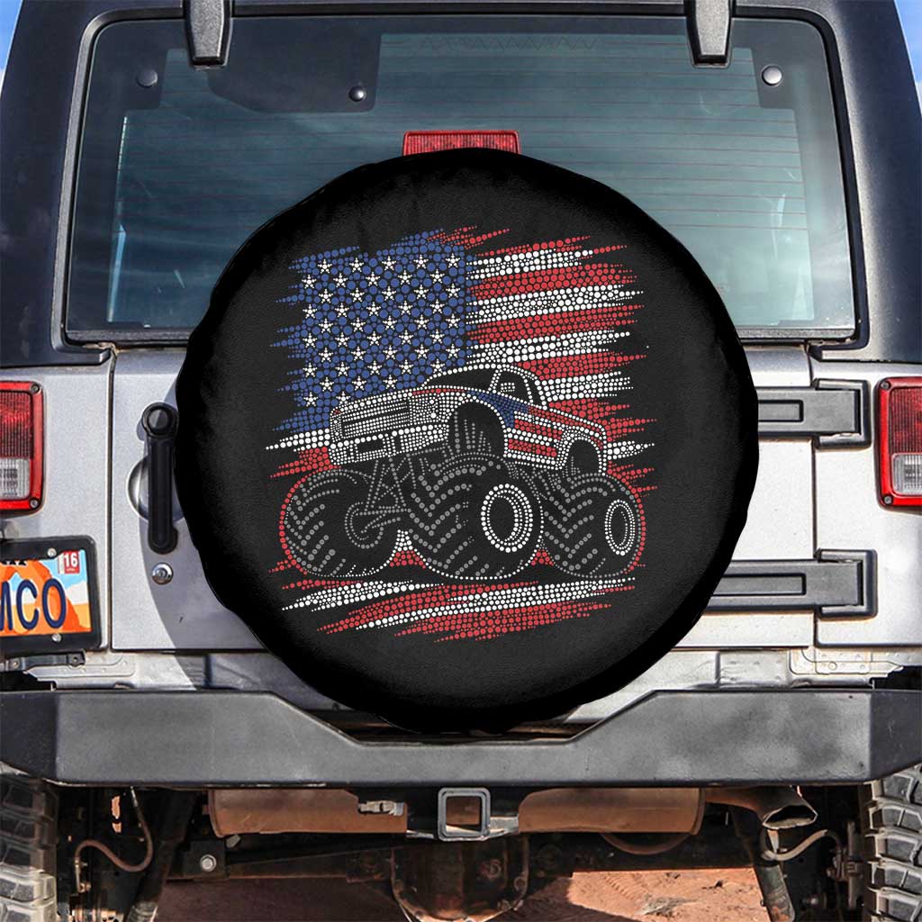 Patriotic Monster Truck Polka Dot Spare Tire Cover Dot Day Gift TS12 No hole Black Print Your Wear