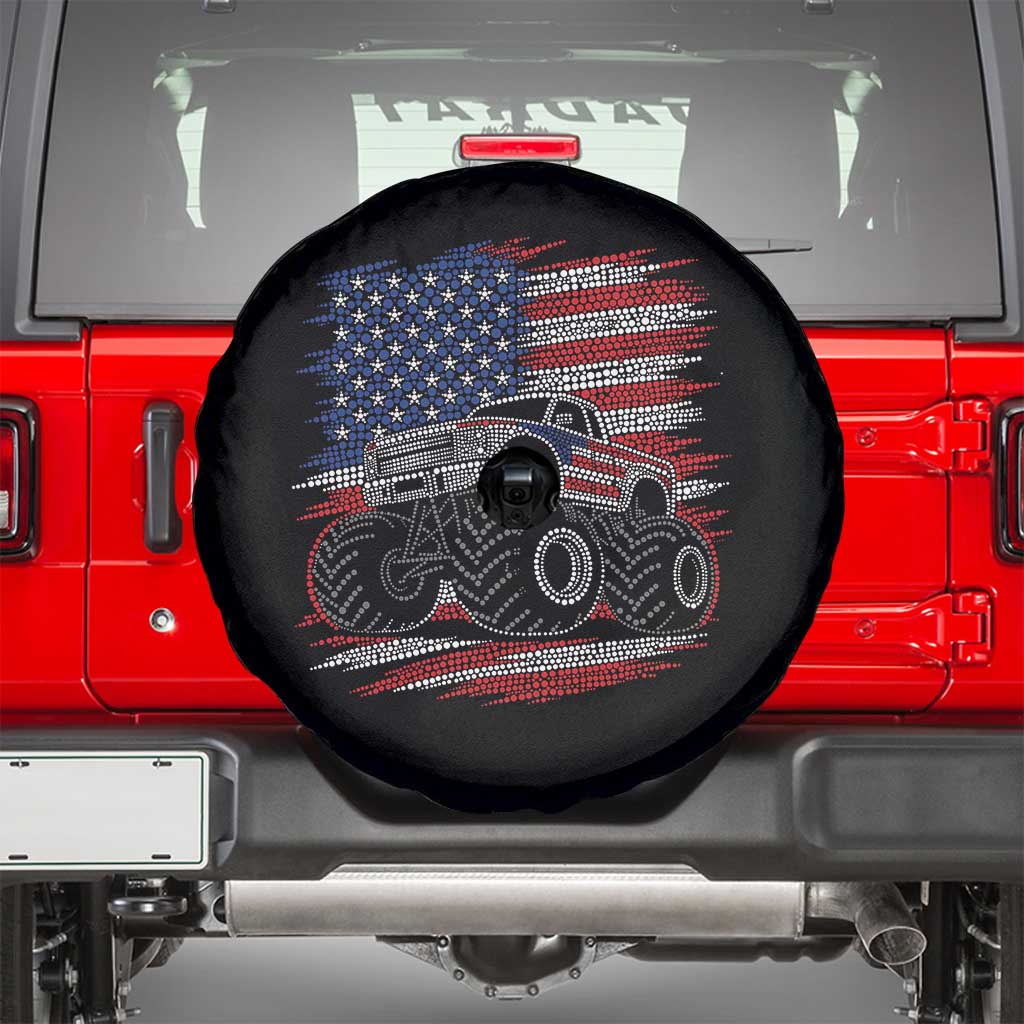 Patriotic Monster Truck Polka Dot Spare Tire Cover Dot Day Gift