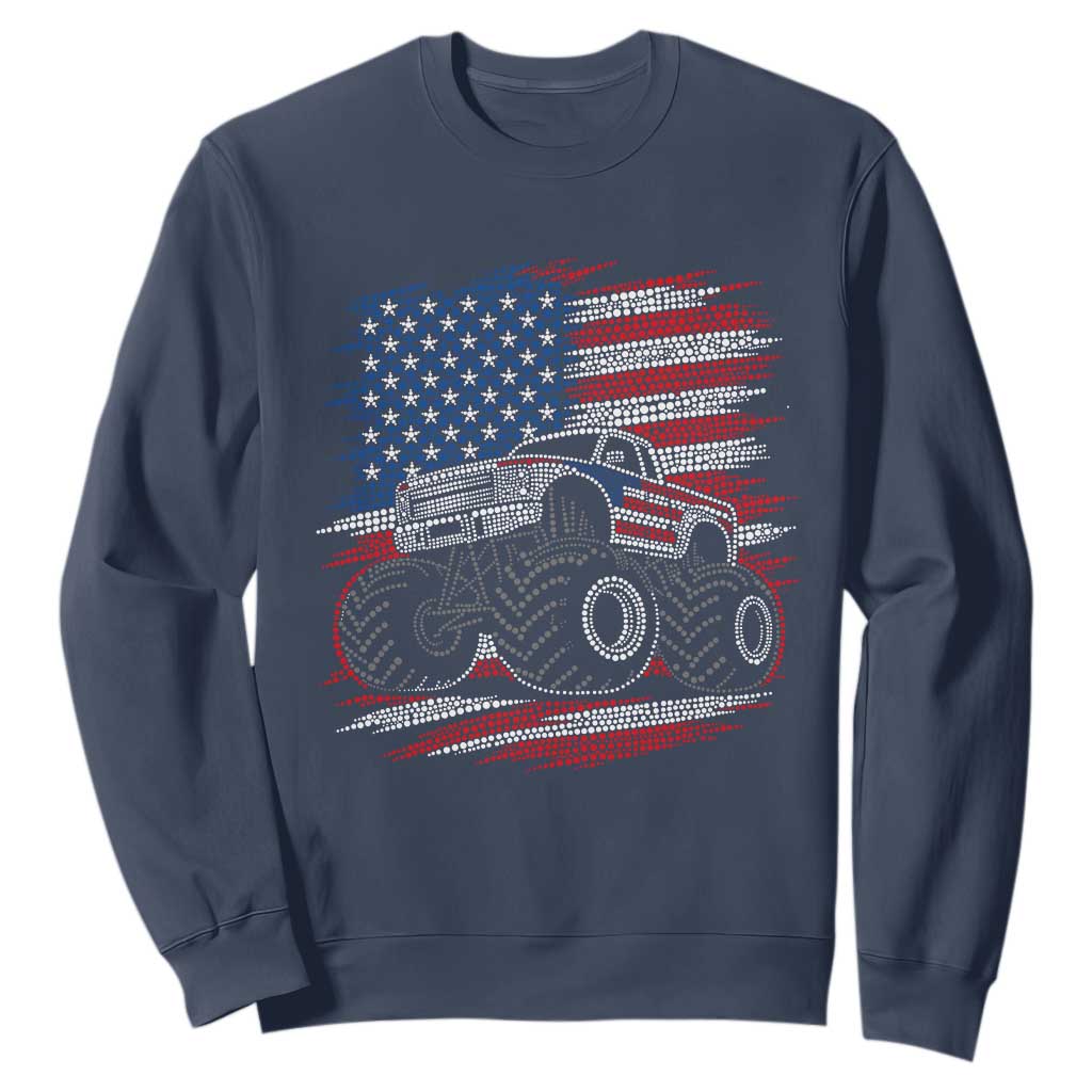 Patriotic Monster Truck Polka Dot Sweatshirt Dot Day Gift