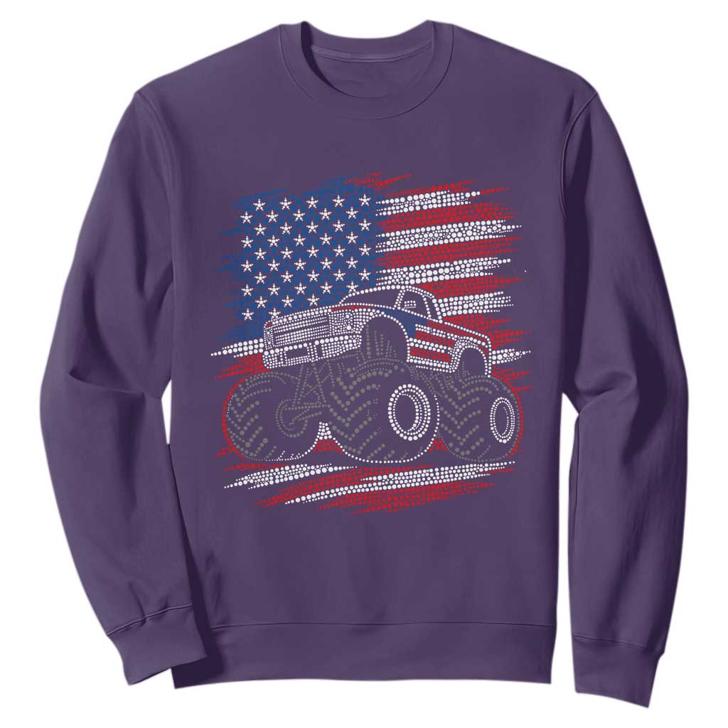 Patriotic Monster Truck Polka Dot Sweatshirt Dot Day Gift