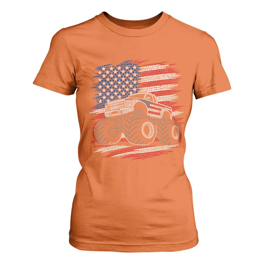 Patriotic Monster Truck Polka Dot T Shirt For Women Dot Day Gift