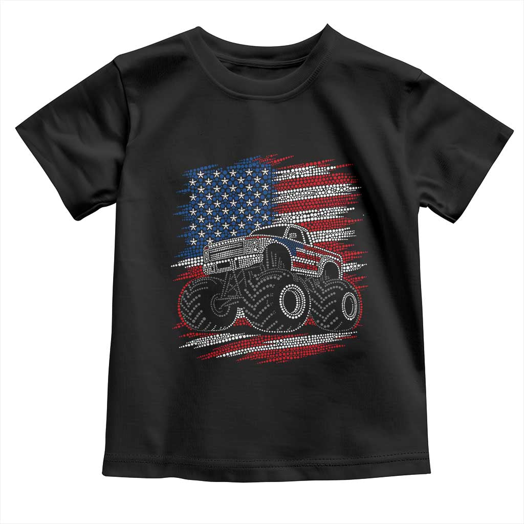 Patriotic Monster Truck Polka Dot Toddler T Shirt Dot Day Gift TS12 Black Print Your Wear