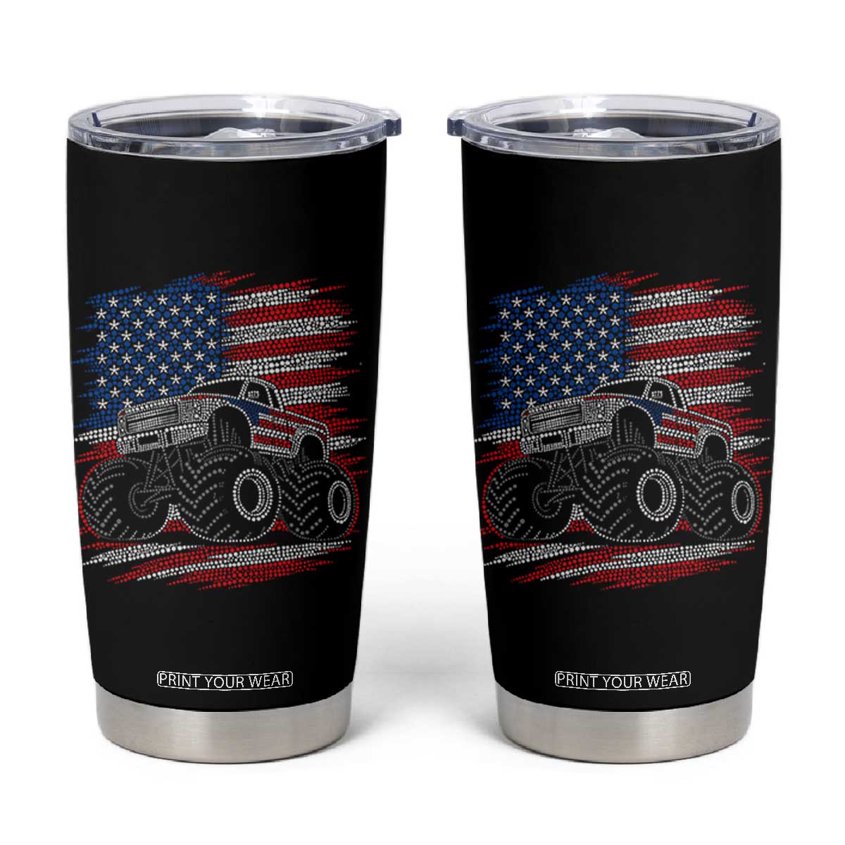 Patriotic Monster Truck Polka Dot Tumbler Cup Dot Day Gift